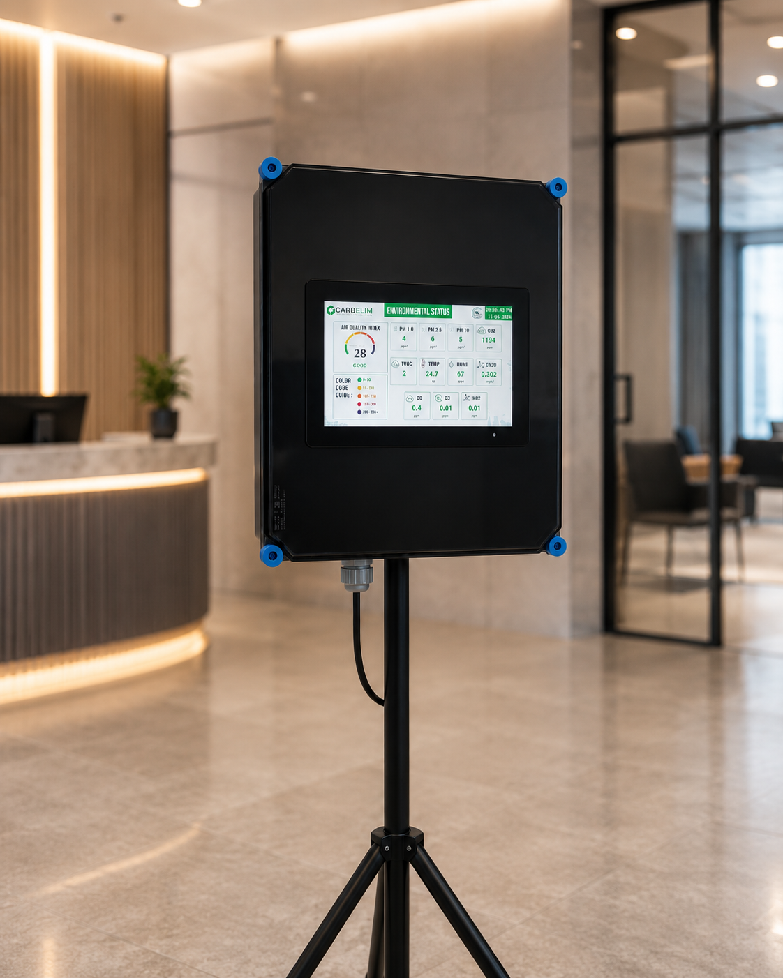 Carbelim AirZenze&trade; on tripod in corporate lobby
